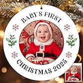 NewEleven Babys First Christmas Ornament 2025 Girl Boy, Personalized Christmas Ornaments for Baby, Xmas Gifts, Newborn Gifts for New Mom Dad, 1st Christmas Ornament with Photo Frame