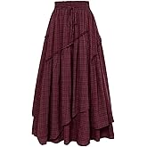 Scarlet Darkness Long Skirts for Women Renaissance Costume Pirate Maxi Skirt Plus Size with Pockets