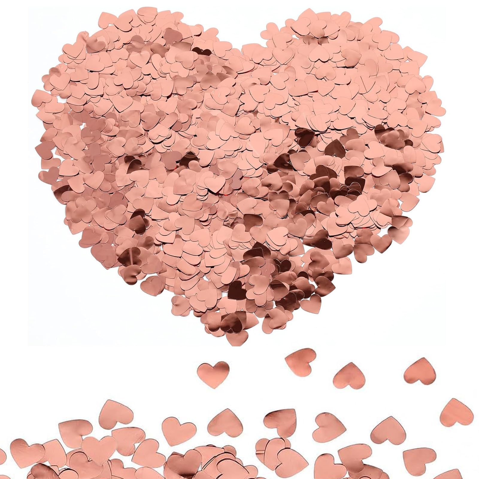 5000pcs 52g Rose Gold Heart Confetti Metallic Glitter Foil Love Heart Confetti Sequins Love Heart Confetti Table Confetti valentines Decorations for Wedding Engagement Valentines Bridal Shower