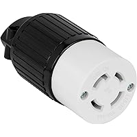 ENERLITES NEMA L15-30R Locking Cord Connector, 30A, 250V, 3-Phase, 3P, 4W, Industrial Grade, Grounding, 66802-BK, Black