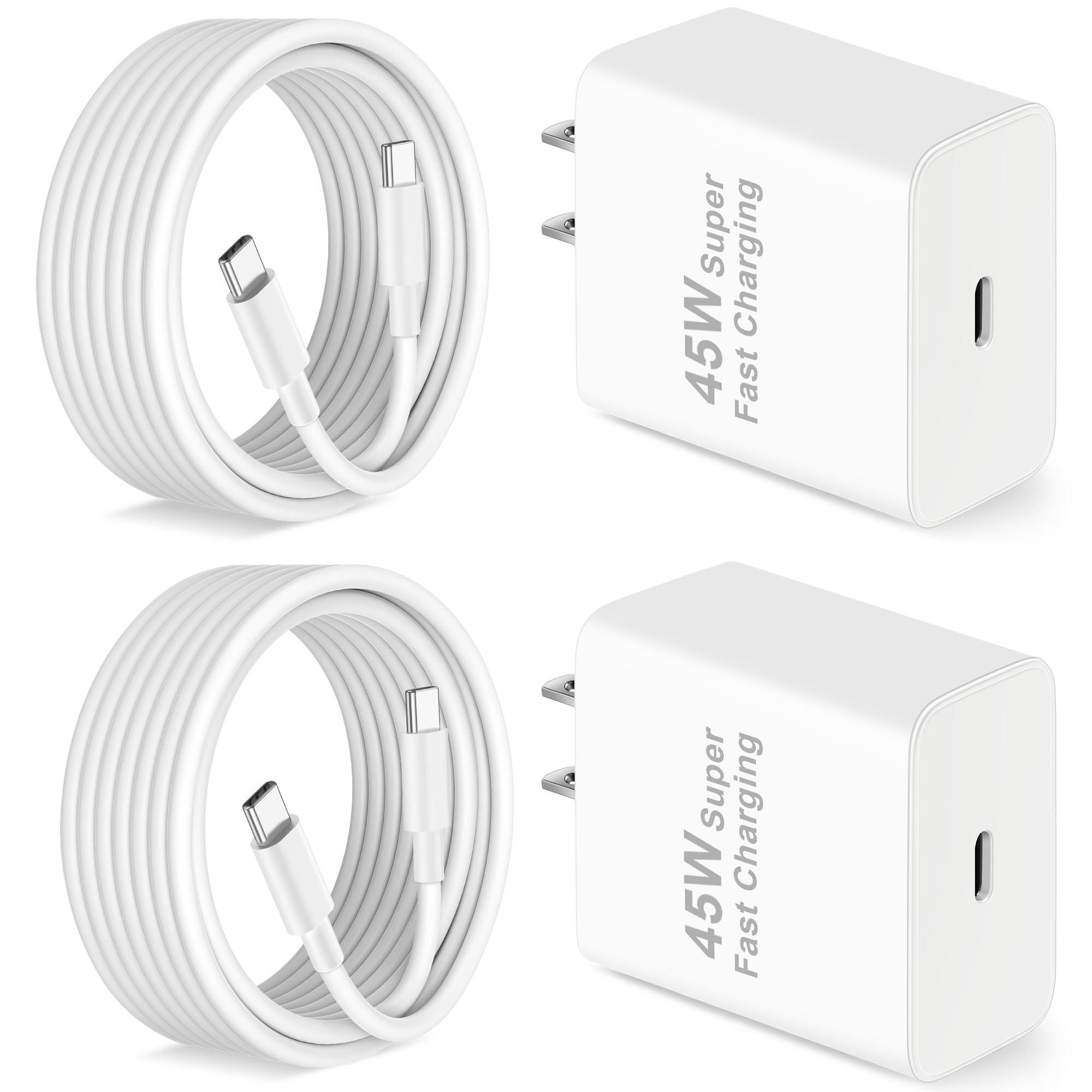 Pixel 10 9 8 7 6 Fast Charger, 2 Pack 45W USB C Super Fast Wall Charger Block with 10FT Long Type C Charging Cable Cord for Google Pixel 10/10 Pro/10 Pro XL/9/9a/9 Pro XL/Fold/8/8a/8 Pro/7/7 Pro/6/5/4