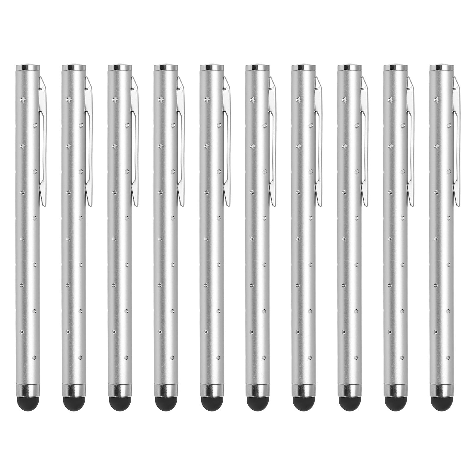 uxcell 10pcs Glitter Rhinestone Stylus Pens for Touch Screens Universal Metal Capacitive Pen for Phone All Capacitive Touch Screen Device, Silver