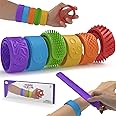 Sensory Slap Bracelets Toys for Kids & Adults, 6Pcs Textured Fidget Bracelet Stress Relief Toys for Kids with Autism ADHD Anx