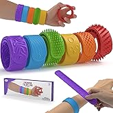 Sensory Slap Bracelets Toys for Kids & Adults, 6Pcs Textured Fidget Bracelet Stress Relief Toys for Kids with Autism ADHD Anx