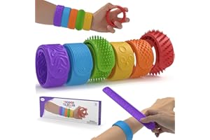 Textured Slap Bracelets for Kids & Adults, 6Pcs Fidget Bracelet Stress Relief Toys, Sensory Toys for Kids with Autism ADHD An