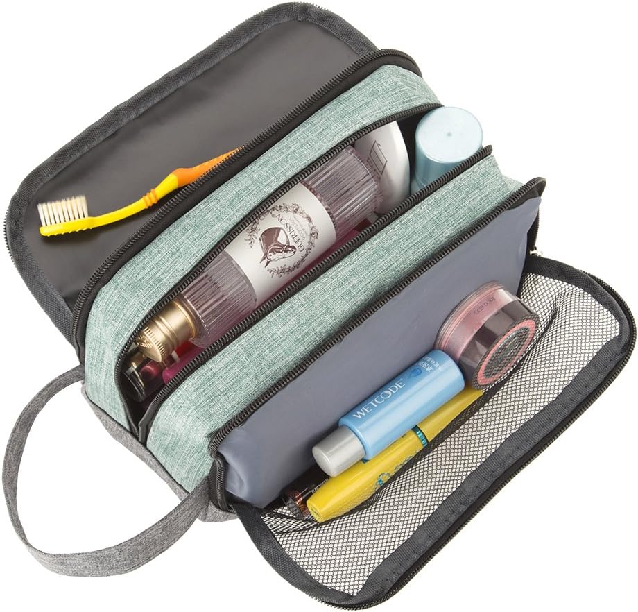 Yeiotsy Men's Travel Toiletry Bag - Small Wash Bag with Mesh Pockets & 3 Compartments (Green) - Image 3