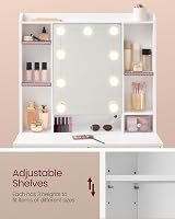 VASAGLE KAILYN Dressing Table with LED Lights 9 Bulbs 3 Colors White view 6
