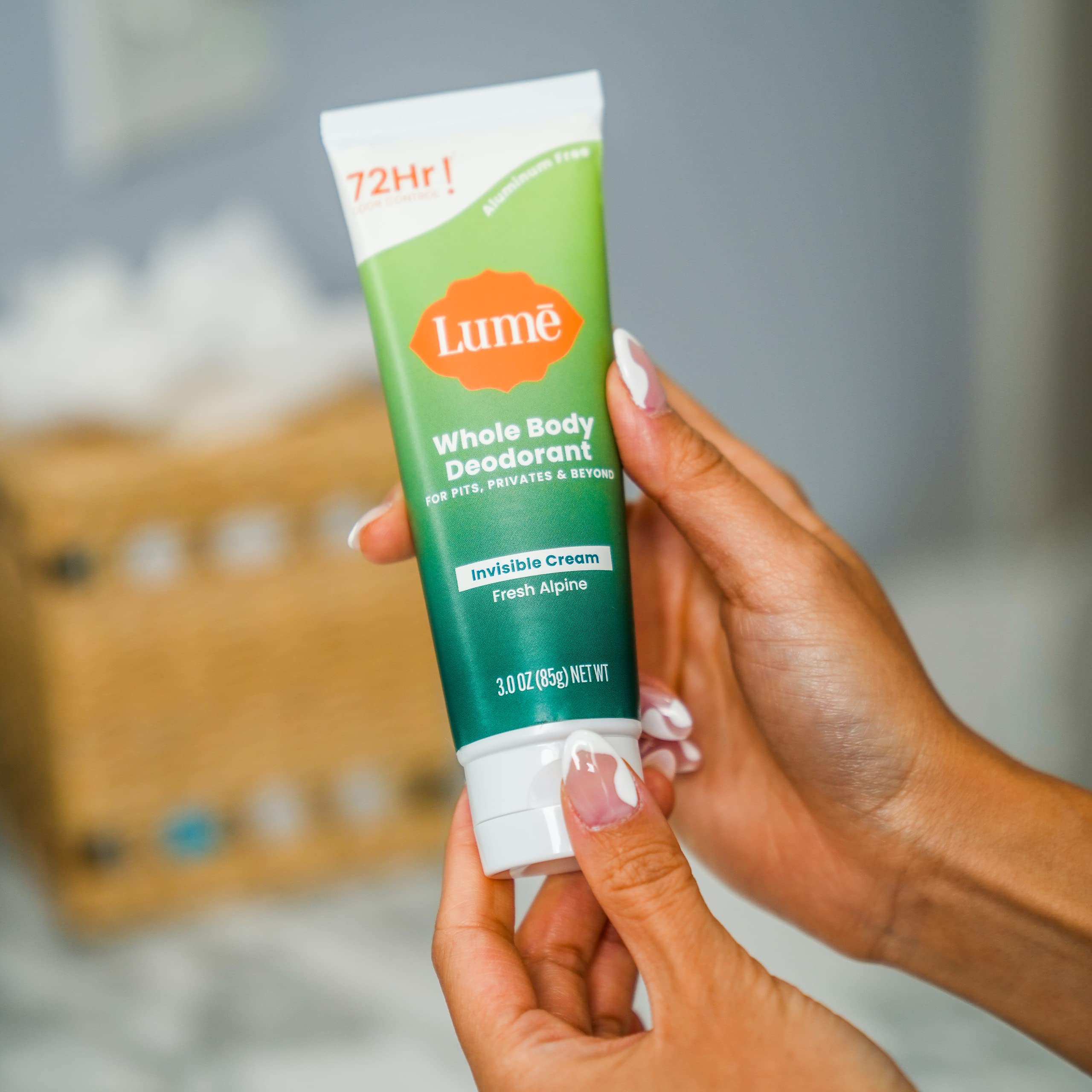 Lume Whole Body Deodorant - Invisible Cream Tube - 72 Hour Odor Control - Doctor Developed - Aluminum Free, Baking Soda Free and Skin Loving - 3.0 Ounce (Fresh Alpine)