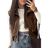EVALESS Faux Leather Jacket Women Sleeveless Motorcycle Coat Zip Up Vest Jackets Fall Fashion Outfits Winter Clothes