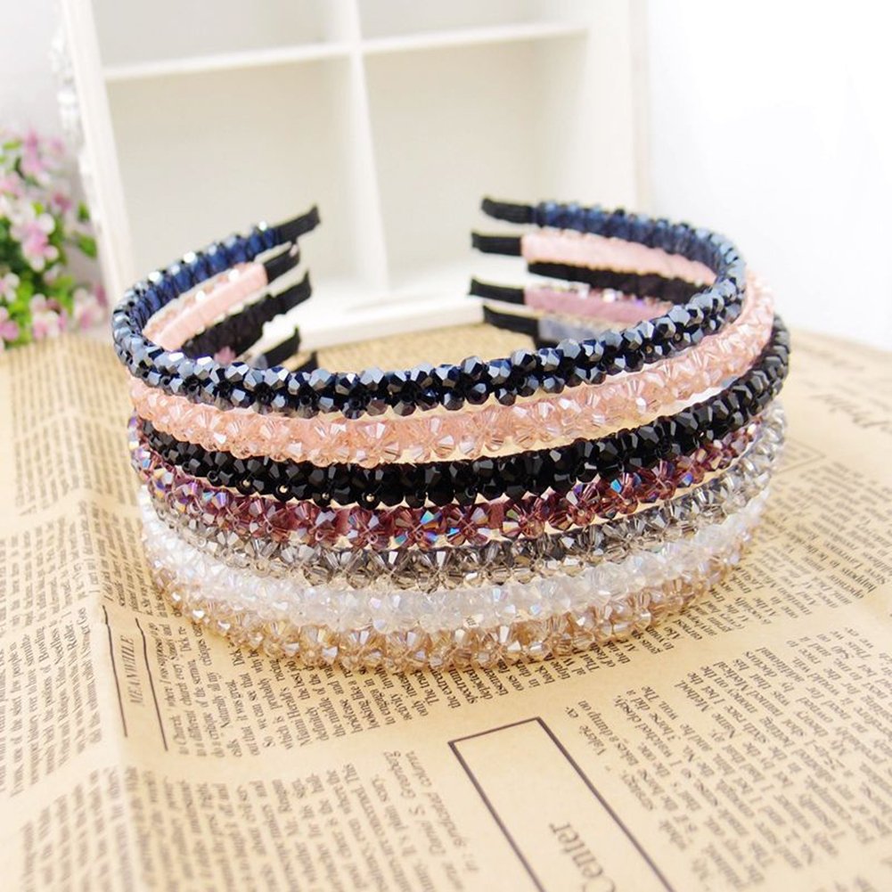 Casualfashion 6Pcs Bling Bling Double Rows Crystal Rhinestone Headband for Women Girls Thin Hair Hoop Fashion: Beauty