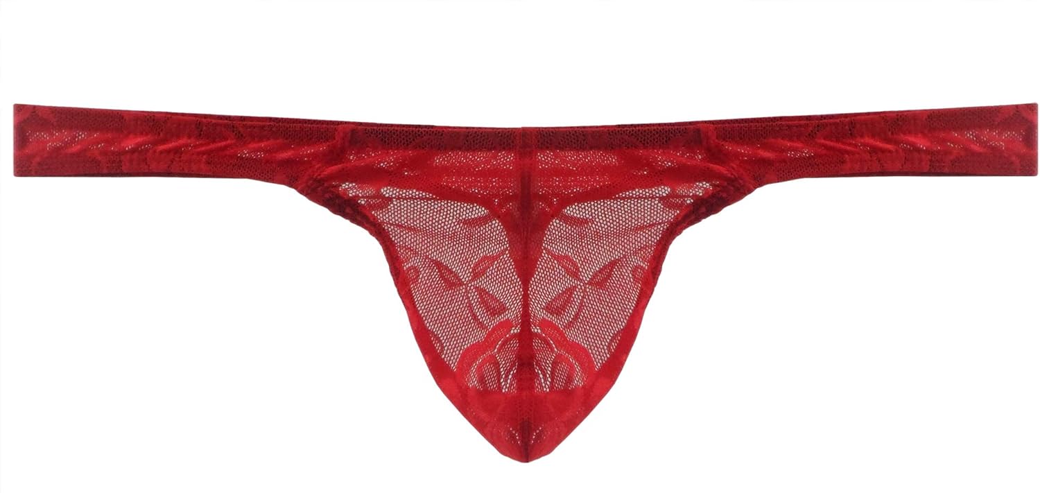 Eywlwaar Mens Lace Thong Underwear Low Waist Panties Mesh GString