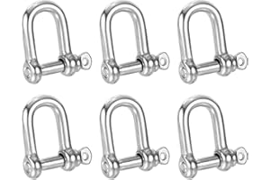 PATIKIL Screw Pin Shackle M5 3/16" 220lbs, 6 Pack 304 Stainless Steel D Ring Shackle for Chains Wire Rope Outdoor, Silver
