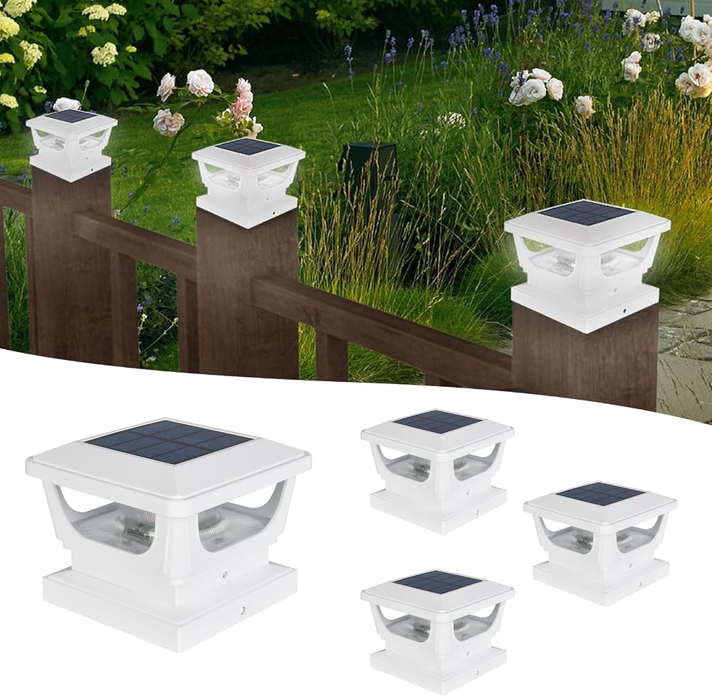 GEYUEYA Home Solar Post Cap Lights 12 LED IP65 3x3 4x4 Post Pack of 4