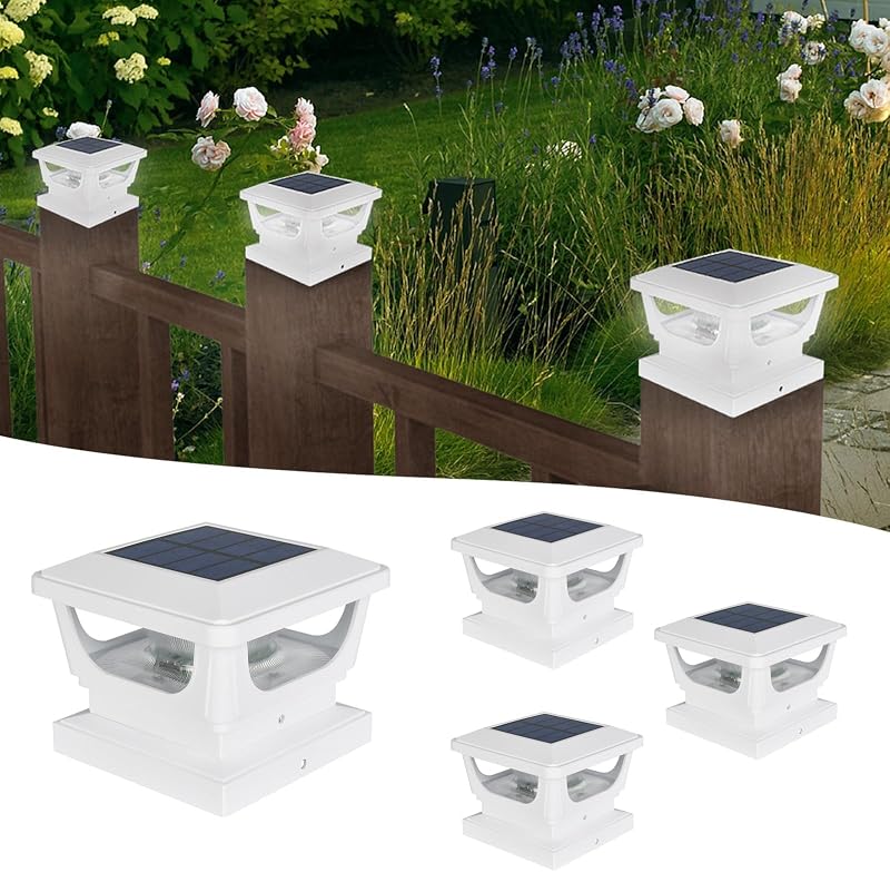 GEYUEYA Home Solar Post Cap Lights 12 LED IP65 3x3 4x4 Post Pack of 4