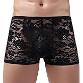 GENEMEN Mens Lace Boxers Briefs Sheer Underwear Sissy Panties Sexy Lingerie for Men