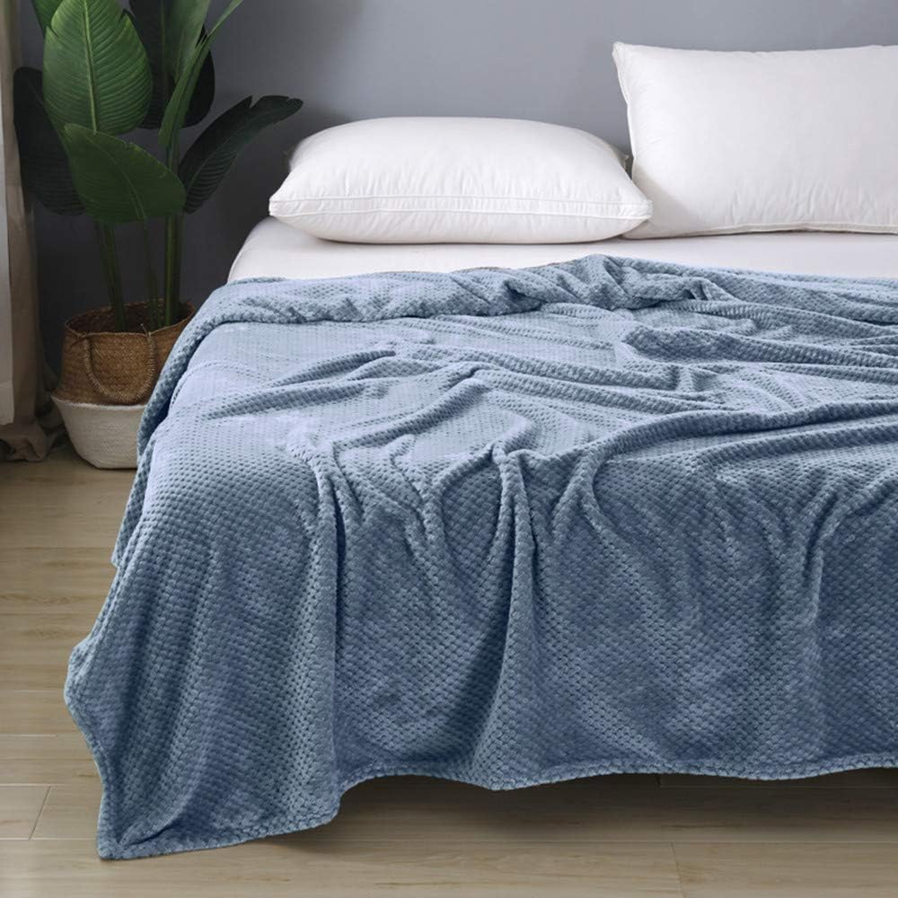 U UQUI Soft Full Size Fleece Bed Summer Blanket 300 GSM Warm Cozy Microfiber Fuzzy Lightweight All Season Blankets for Couch Travel Sofa,Blue 70x78 inches: Home & Kitchen