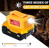 Powarobor Power Source USB Battery Adapter for Dewalt 18V with LED Light view 5