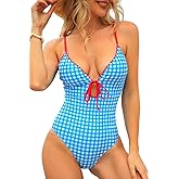 CHYRII Women's Sexy Cutout Scalloped One Piece Swimsuit V Neck Bathing Suit Swimwear