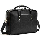 Bosidu Leather Briefcases for Men 15.6 Inch Business Computer Bag Laptop Bag for Men Water Resistance Travel Messenger Bag | Leather, 15.6 Inch, Business, Water Resistance, Travel