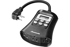 DEWENWILS Outdoor Digital Timer for Lights, 7-Day Programmable Plug in Timer with 3 Grounded Outlets for Christmas Landscape String Light, 15A, 1/3 HP UL Listed