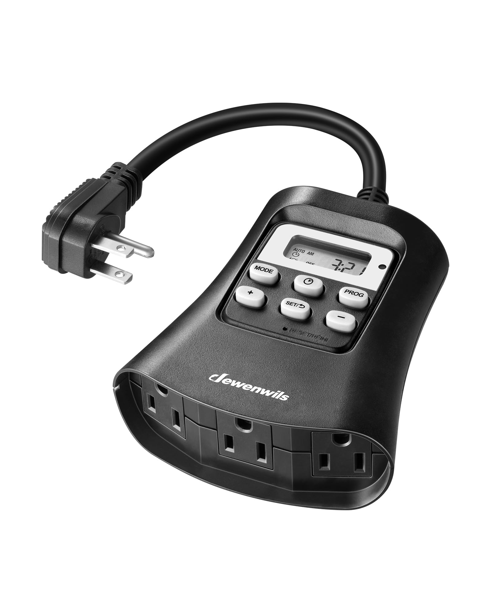 Photo 1 of DEWENWILS Outdoor Digital Timer for Lights, 7-Day Programmable Plug in Timer with 3 Grounded Outlets for Landscape String Light, 15A, 1/3 HP UL Listed