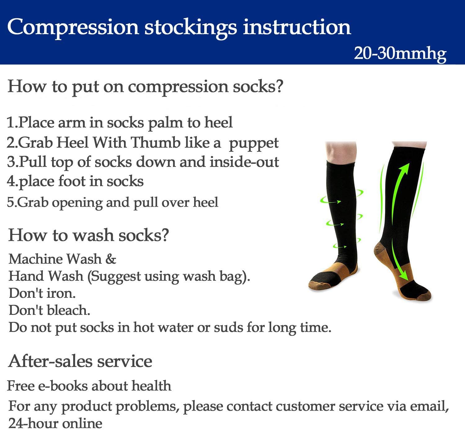 8 Pairs Copper Compression Socks for Men & Women - Best for Running,Athletic,Medical,Pregnancy and Travel -20-30mmHg（Large-X-Large）: Health & Personal Care