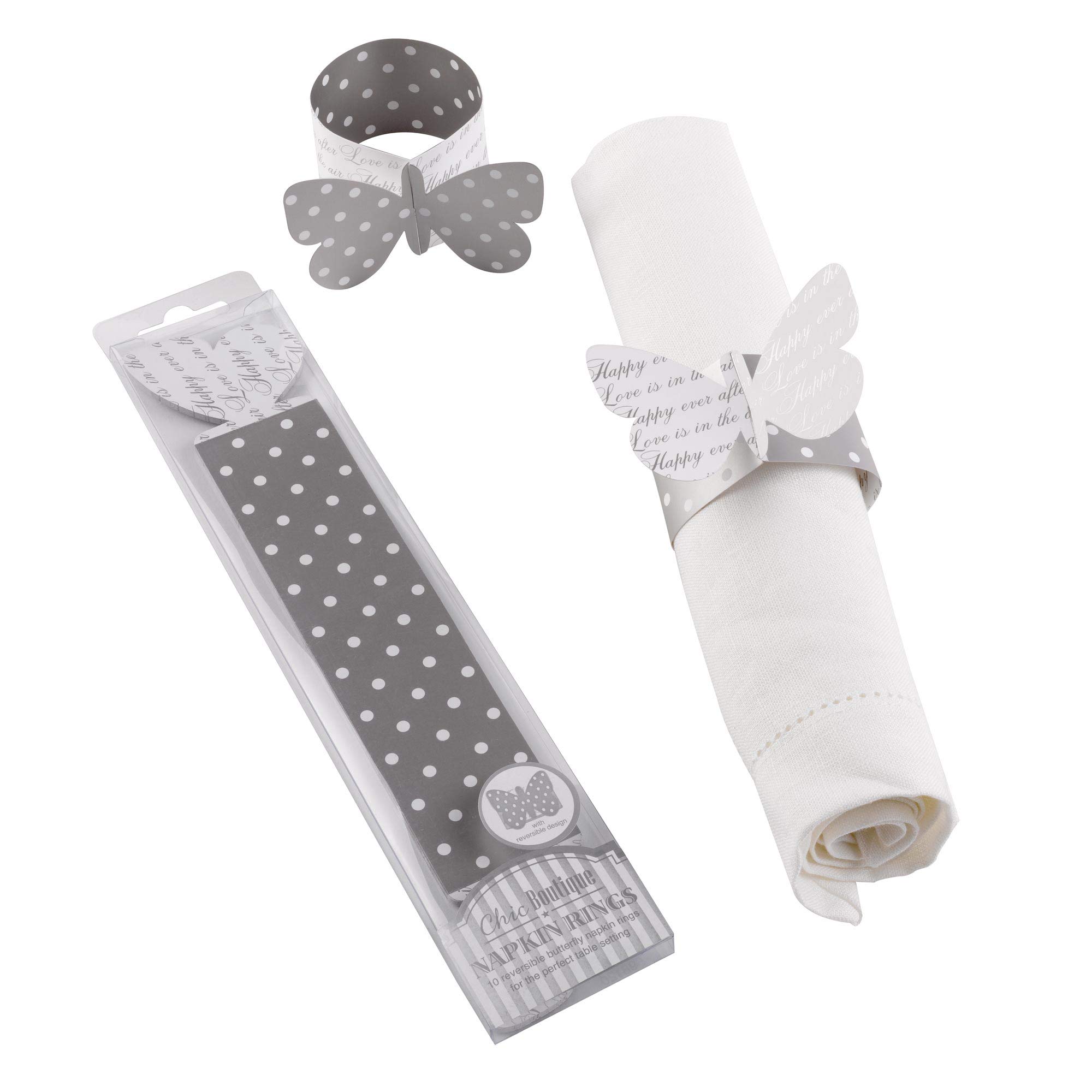 Chic Boutique Napkin Ring - Butterfly - White