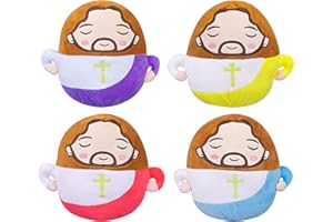 YOUDAJU 4Pcs Jesus Plush Pillows Religious Gift Jesus Throw Pillow Easter Decor Christian Living Room Decor Christian Pillow Funny Religious Pillow Stuffed Christening Pillows for Religious Figure Easter Gift