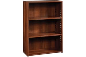 Sauder Beginnings 3-Shelf Bookcase, Bookshelf with Adjustable Storage Shelves, in Brook Cherry finish