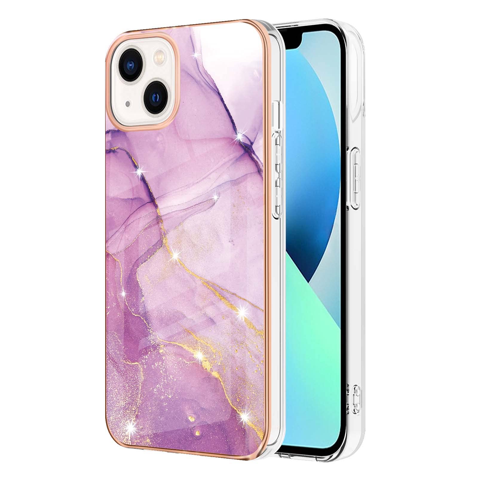 IMIRST Basic Case Compatiable with iPhone 13 IMD Soft TPU Silicone Bumper Matte Marble Scratch-Resistant Slim Protective Phone Case Back Cover for Apple iPhone 13，YBI Light Purple — image 1