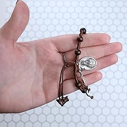Needzo Brown Scapular Rosary Bracelet, Adjustable