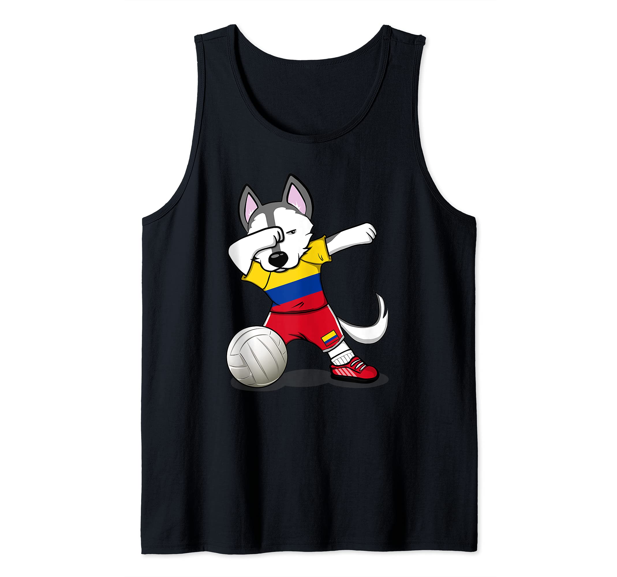 Dabbing Husky Colombia Volleyball Fans Jersey Colombian Flag Tank Top