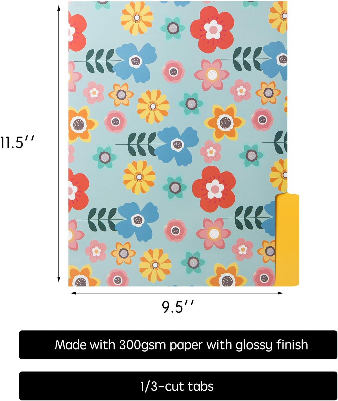 12 Cute File Folders -Floral File Folders & Colored File Folders in Vibrant Colors -Decorative File Folders -Pretty File Folders- 300 gsm Thick, Letter Size File Folders - 9.5 x 11.5 inch (Pack of 12) : Office Products