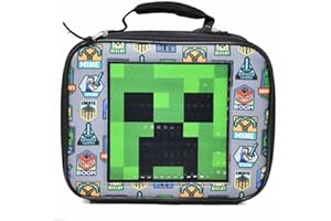 Minecraft Insulated Lunch Bag for Kids – Rectangle Lunch Box with Handle, Thermal Leakproof Lunch Tote, Reusable Food Storage