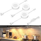 WOBANE LED Puck Lights,Hardwired Under Cabinet Lighting with Switch,DIY Shelf Light for Kitchen,Display,Bookcase,Pantry,Linka