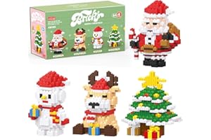 Hisgeru Christmas Building Blocks Set 4 in 1 Compatible with Lego Christmas Micro Blocks Stacking New Toys Holiday Present Box New Year Birthday Gifts for Kids 7 8 9 10 11 12 Years Old (4IN 1)