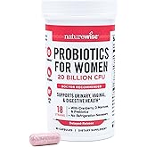 NatureWise Probiotics for Women + Organic Prebiotics D-Mannose & Cranberry - Vaginal Probiotics for PH Balance, Digestive & Urinary Tract - 18 Strains, 20 Billion CFU - 60 Capsules[60-Day Supply]