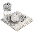 Muslim Prayer Rug and Prayer Beads with Elegant Cylinder Gift Box | Janamaz | Sajadah | Soft Islamic Prayer Rug | Islamic Gifts Set | Prayer Carpet Mat, Taffeta Fabric, Grey