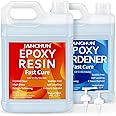 JANCHUN Crystal Clear Epoxy Resin Kit 2 Gallon, Bubble-Free, Anti-Yellowing, Self Leveling Easy Mix 1:1 Coating and Casting Resin for Table Top, Molds, Tumbler Crafts, Painting, Jewelry, DIY Gifts