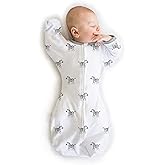 Amazing Baby Transitional Swaddle Sack, Arms Up Half-Length Sleeves & Mitten Cuffs, Swaddle for Newborn Transition to Baby Sleep Sack Wearable Blanket, Medium, 3-6 Month, 14-21 lb, Little Zebra
