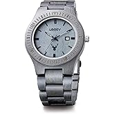 LeeEv Wooden Watches, Uwood Series Zebra Sandalwood Japanese Quartz Analog Watch for Men with Calendar Unisex Wristwatch