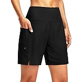 G Gradual Women's 7" Long Swim Board Shorts High Waisted Quick Dry Beach Swimming Shorts for Women with Liner Pockets