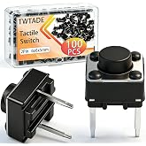 TWTADE 100Pcs Micro Momentary Tactile Push Button Switch 6x6x5mm 2 Pin Tact Switch Assortment Kit