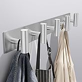 Bntuk Coat Rack Wall Mount - 5 Hat and Coat Hooks, Heavy Duty Towel Racks for Bathroom Entryway, Wall Hooks for Hanging Robes Bags Scarves Belts, Hat Rack Key Hanger Organizer (Silver)