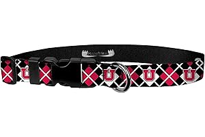 Moose Pet Wear Dog Collar – University of Utah Utes Adjustable Pet Collars, 1"/Large, Argyle