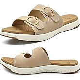 COFACE Womens Orthotic Slides Comfort Plantar Fasciitis Arch Support Slip on Flat Sandals Ladies Soft Cushion Fashion Yoga Mat Slippers With Adjustable Straps