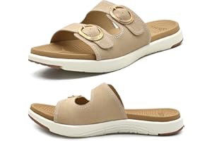 COFACE Womens Orthotic Slides Comfort Plantar Fasciitis Arch Support Slip on Flat Sandals Ladies Soft Cushion Fashion Yoga Mat Slippers With Adjustable Straps