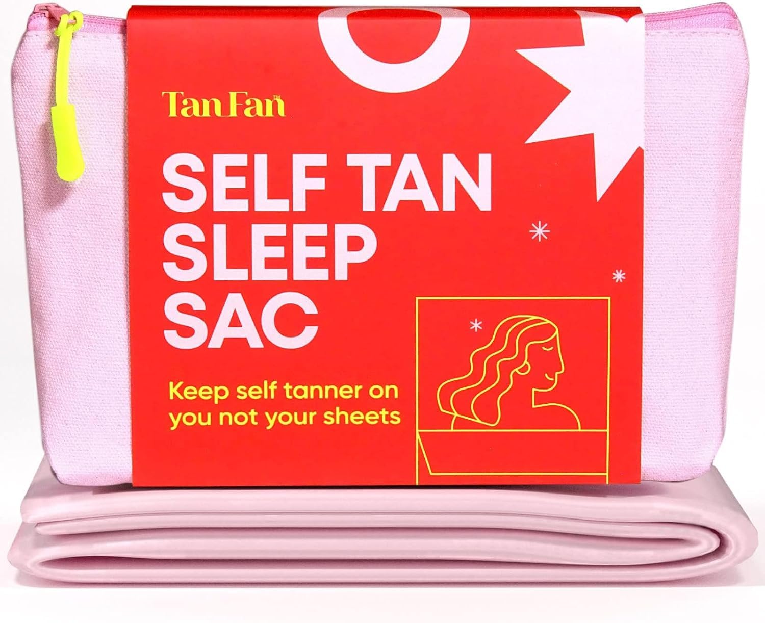 Tan Fan Self Tan Sleep Sac - Keep Sheets Clean From Fake Tan Stains - 100% Cooling Silky Poly Sleeping Sack - Won’t Rub or Absorb Tanning Lotion - Lightweight Breathable Large w Foot Openings — image 1