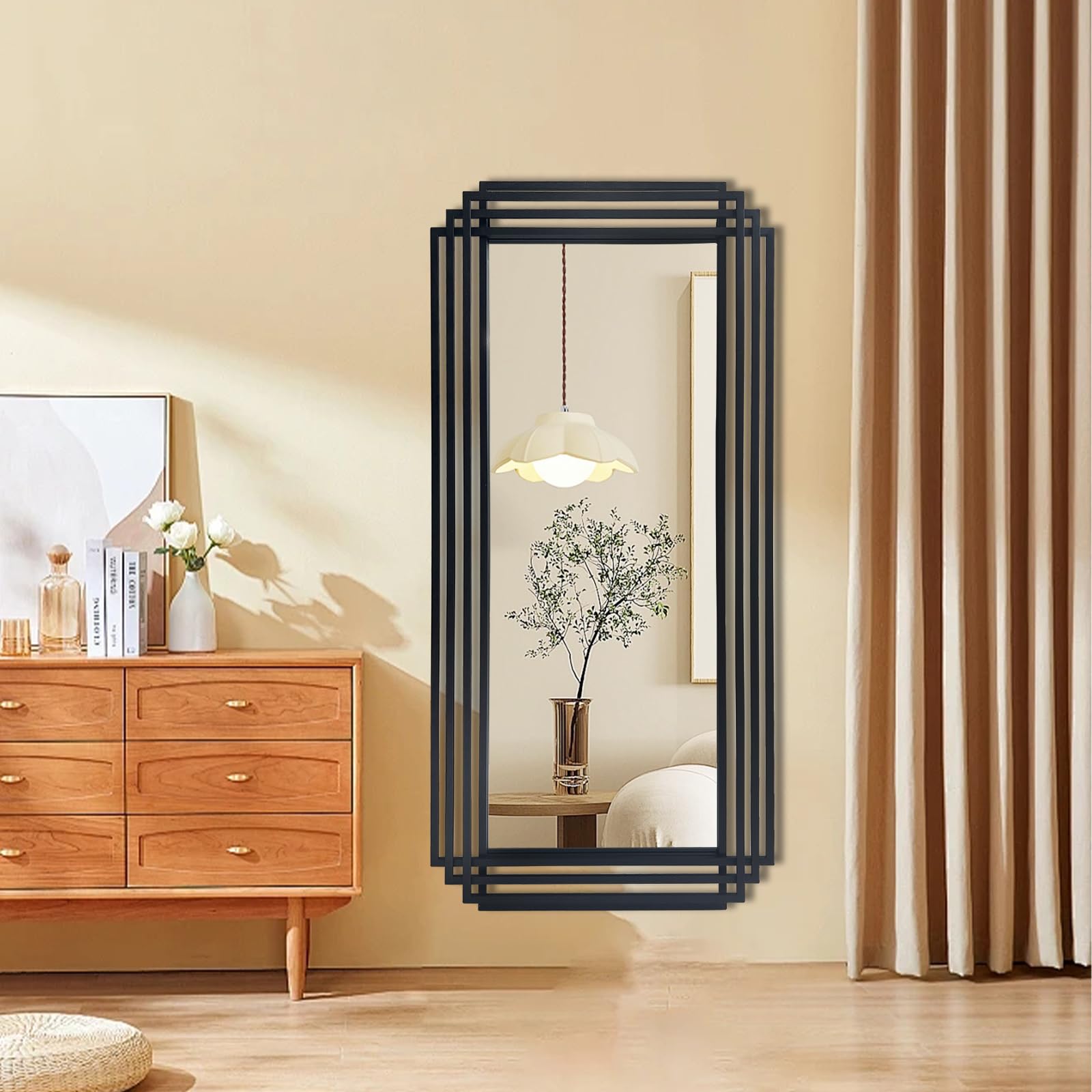 DAOYIJIAJU Black Rectangle Mirror, 47
