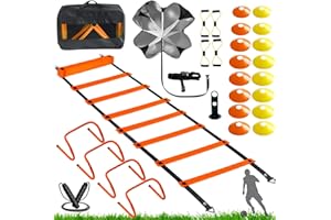 KATZEIST Agility Training Equipment, Kids Soccer Hurdles Agility Ladder Equipment Set Agility Training kit for Football, Soccer, Basketball Tennis,Speed Agility Training kit
